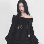ILLIGO PURE BOW OFF SHOULDER SWEATSHIRT BLACK