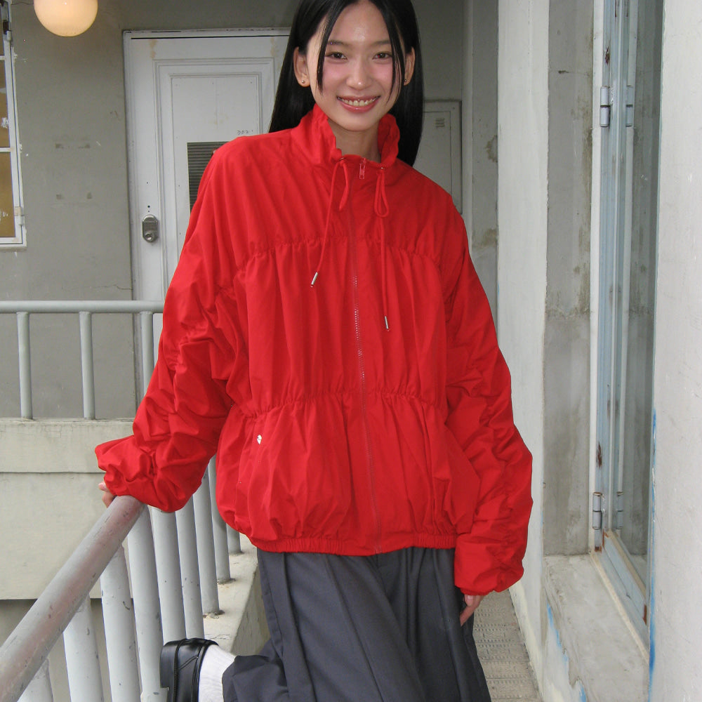 RONRON SHIRRING WIND JUMPER / RED