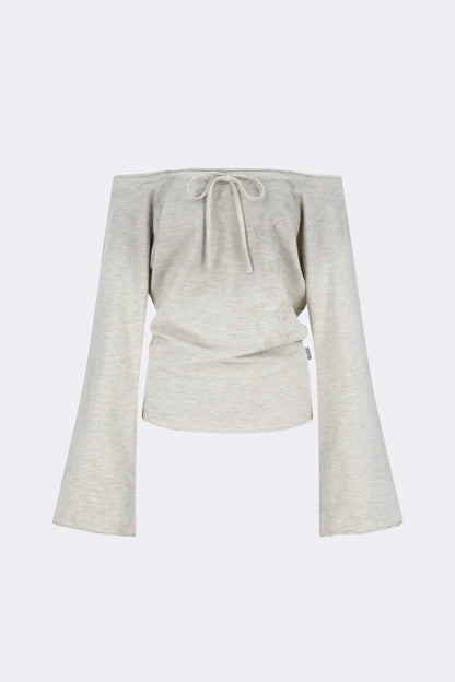 Sculptor Wide Bell Sleeve Sweatshirt Oatmeal