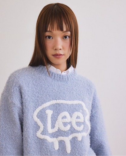 [Fallet x Lee] Brush Twitch Logo Knit / sky blue