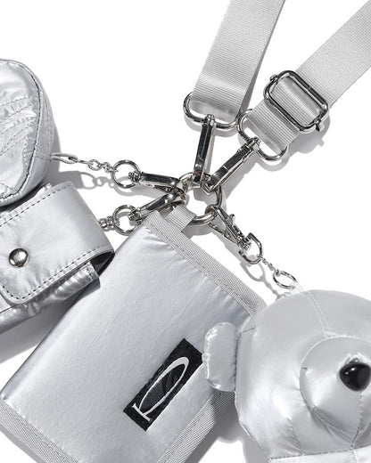 PHYPS Bear Keyring Multi-use Crossbody Bag / Silver