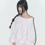 ILLIGO PURE BOW OFF SHOULDER SWEATSHIRT PINK