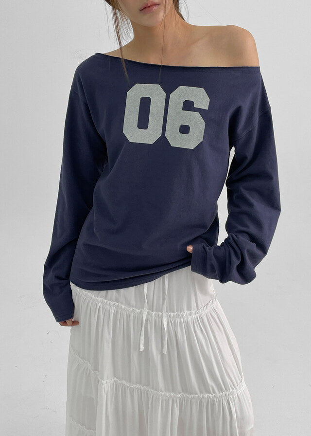 [kr] Periti Boatneck Print Long Sleeve T-shirt / 3colors