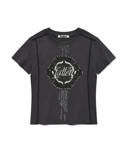 Fallett Flower T-shirt - white/charcoal