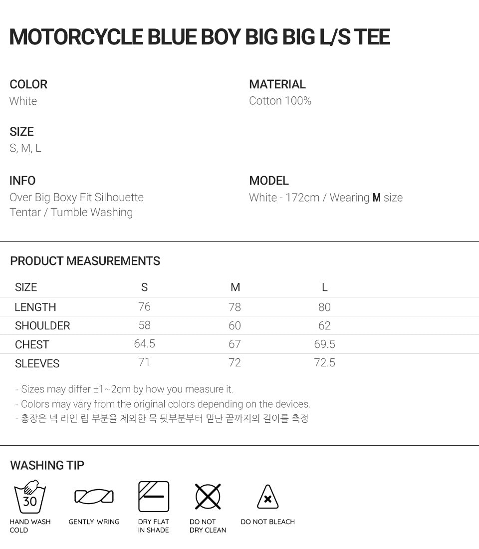 niceghostclub MOTORCYCLE BLUE BOY BIG BIG L/S TEE [WHITE]