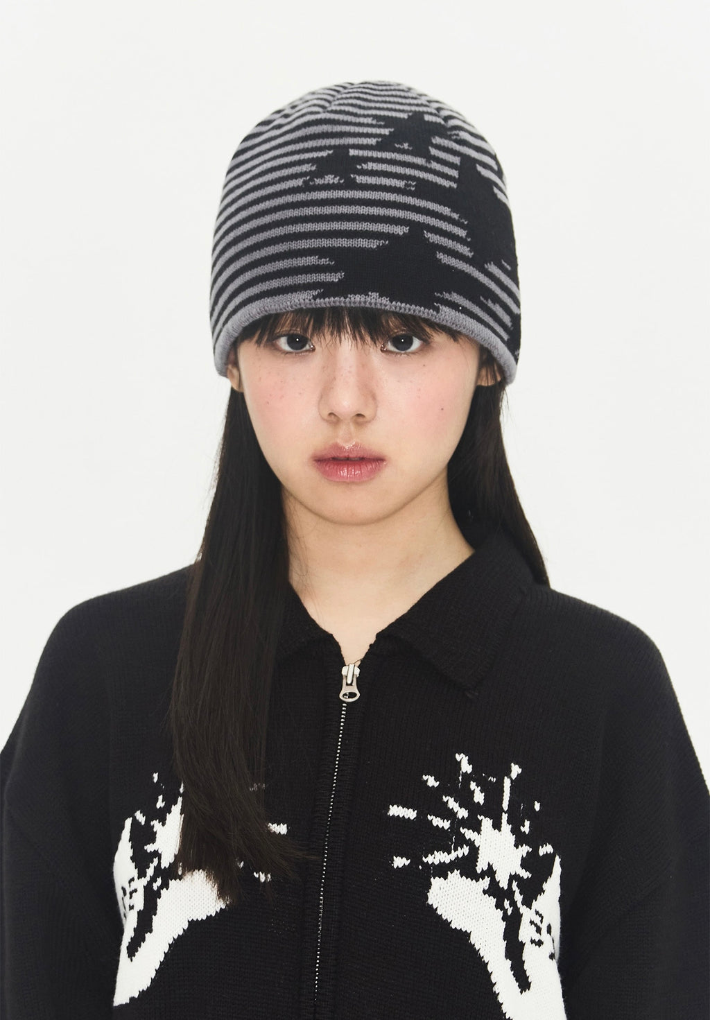 STRIPE STAR BEANIE / 2COLORS