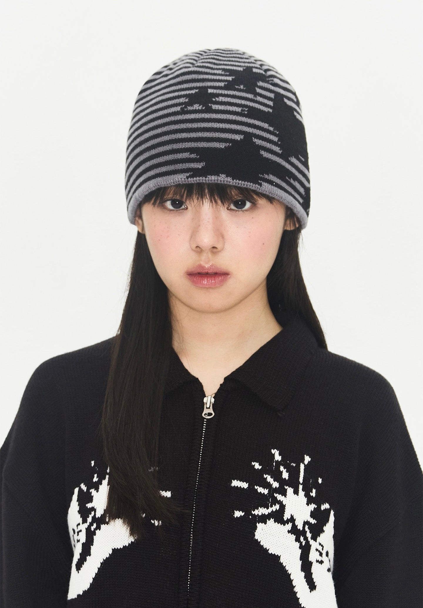 STRIPE STAR BEANIE / 2COLORS