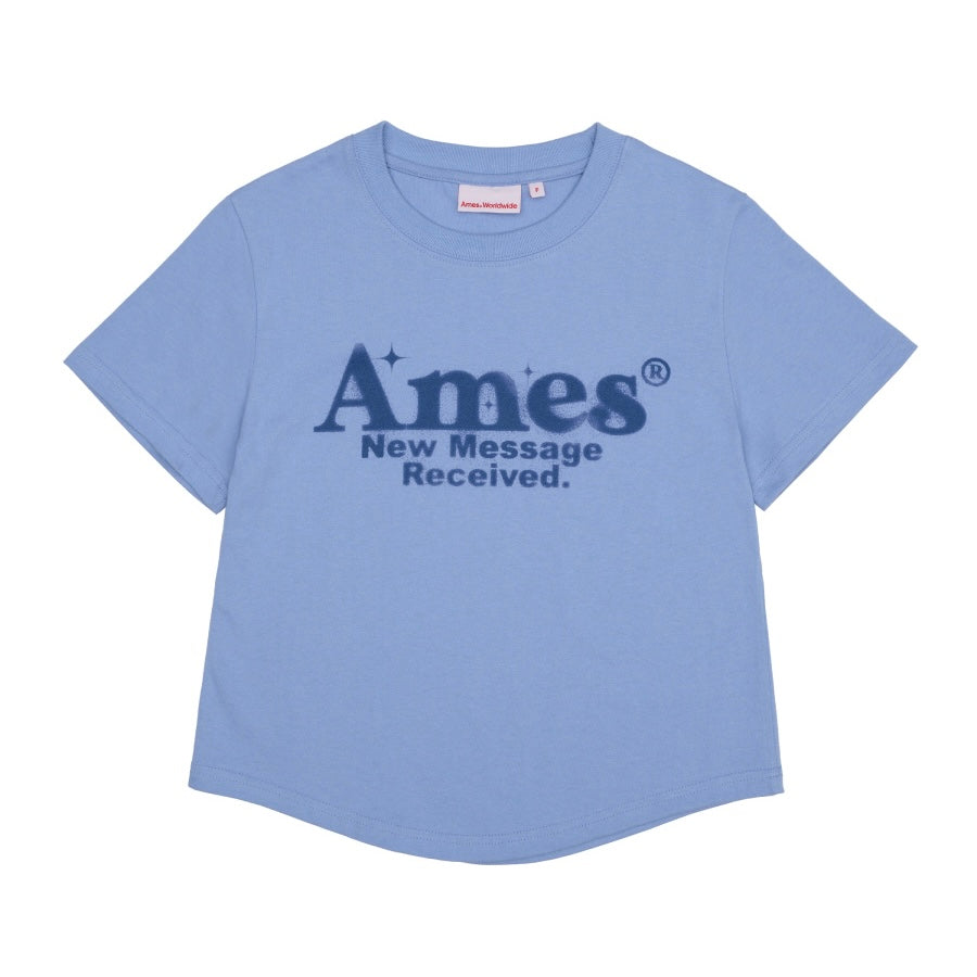 Ames-Worldwide ROUND HEM CROP TEE BLUE