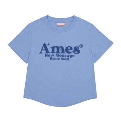 Ames-Worldwide ROUND HEM CROP TEE BLUE