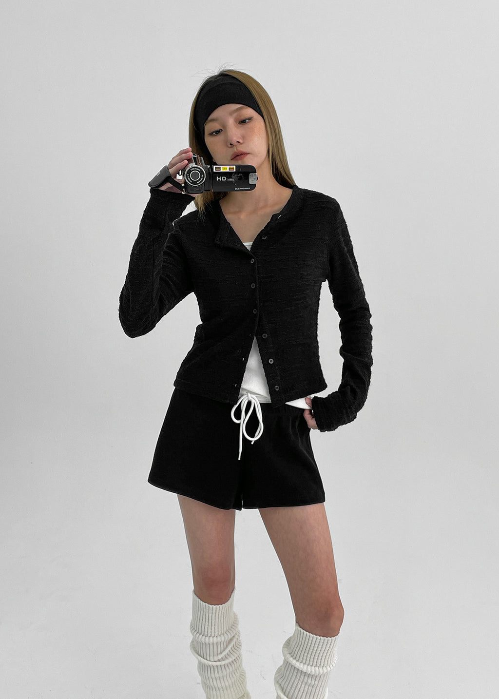 韓國製造 Tweed Cardigan / Black