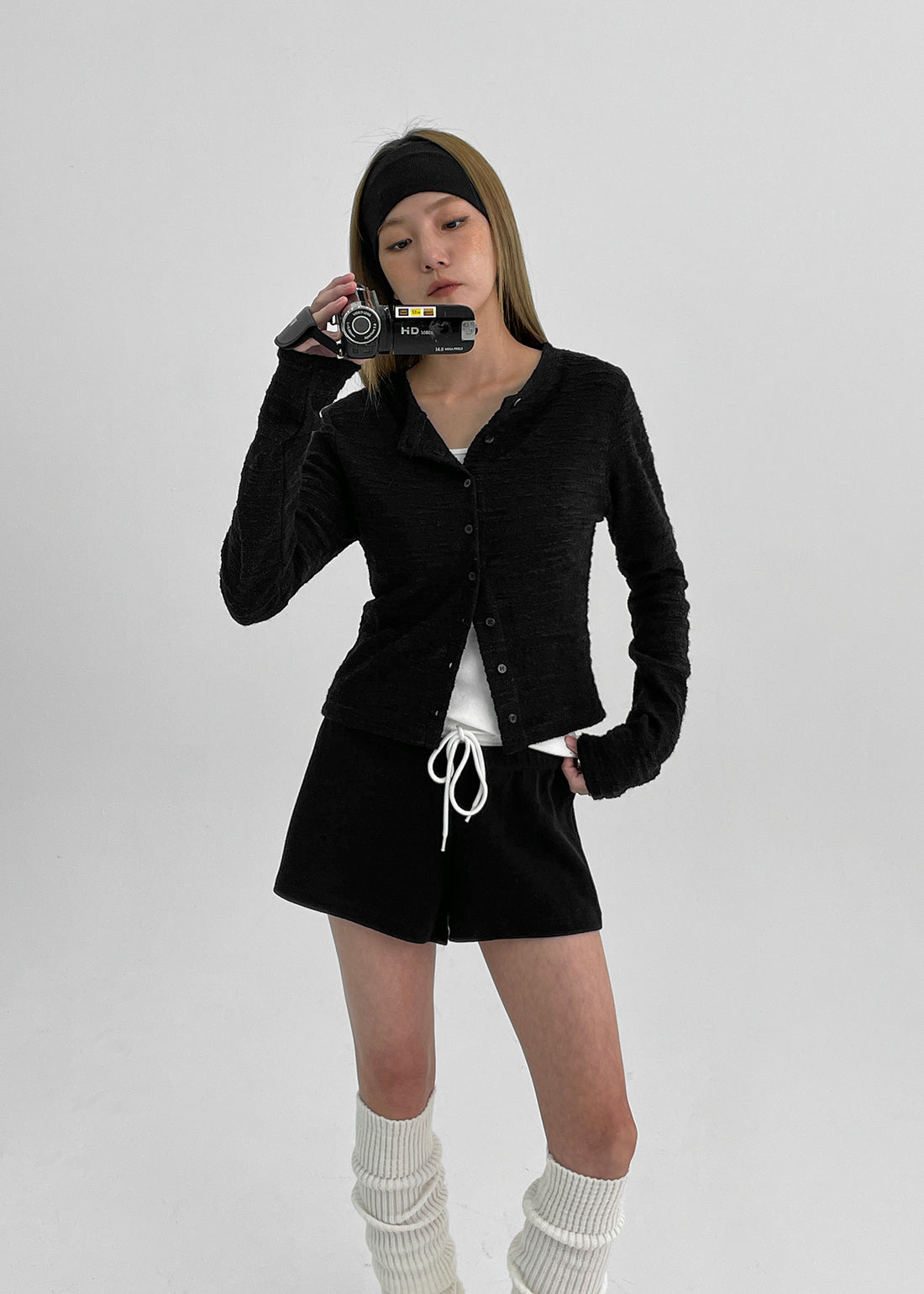 韓國製造 Tweed Cardigan / Black