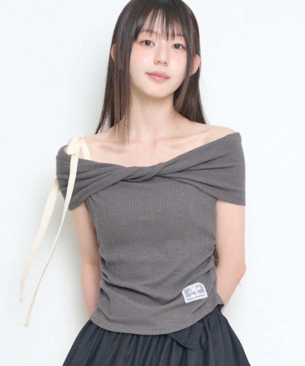 [ILLIGO] FLOW OFF SHOULDER TOP_4 COLORS
