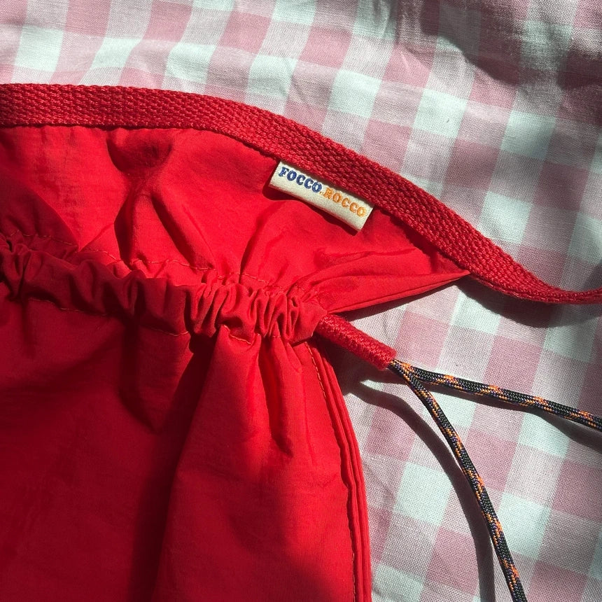 Drawstring Crossbody Bag / RED