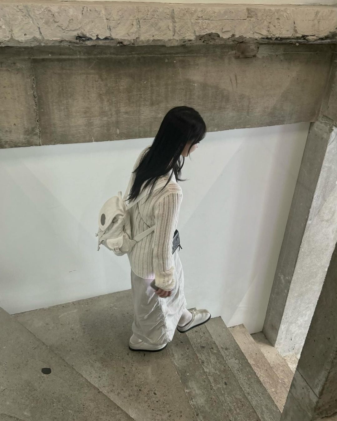 [權恩妃同款🎀] lotsyou Nostalgia Chubby Backpack - White