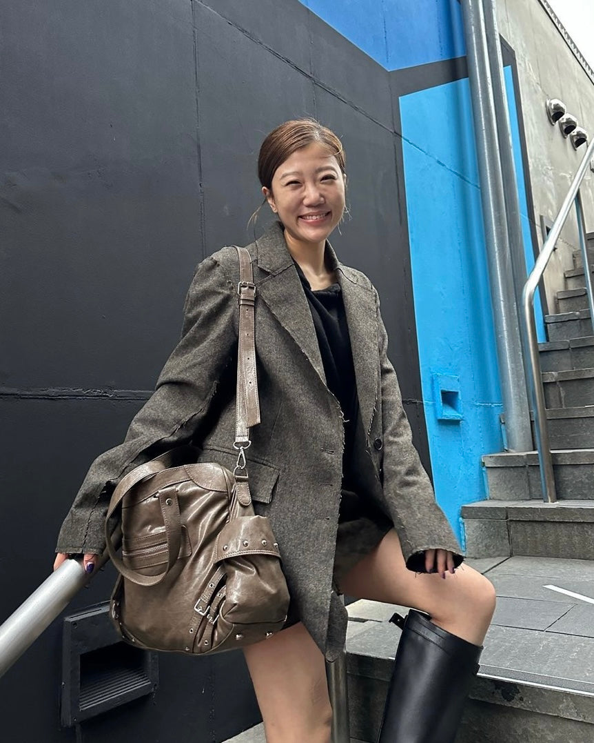 DEINET STUD POCKET BIG BAG IN KHAKI