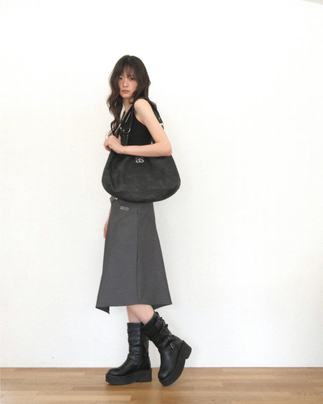 ason RICKY SHOULDER BAG / CRACK BLACK