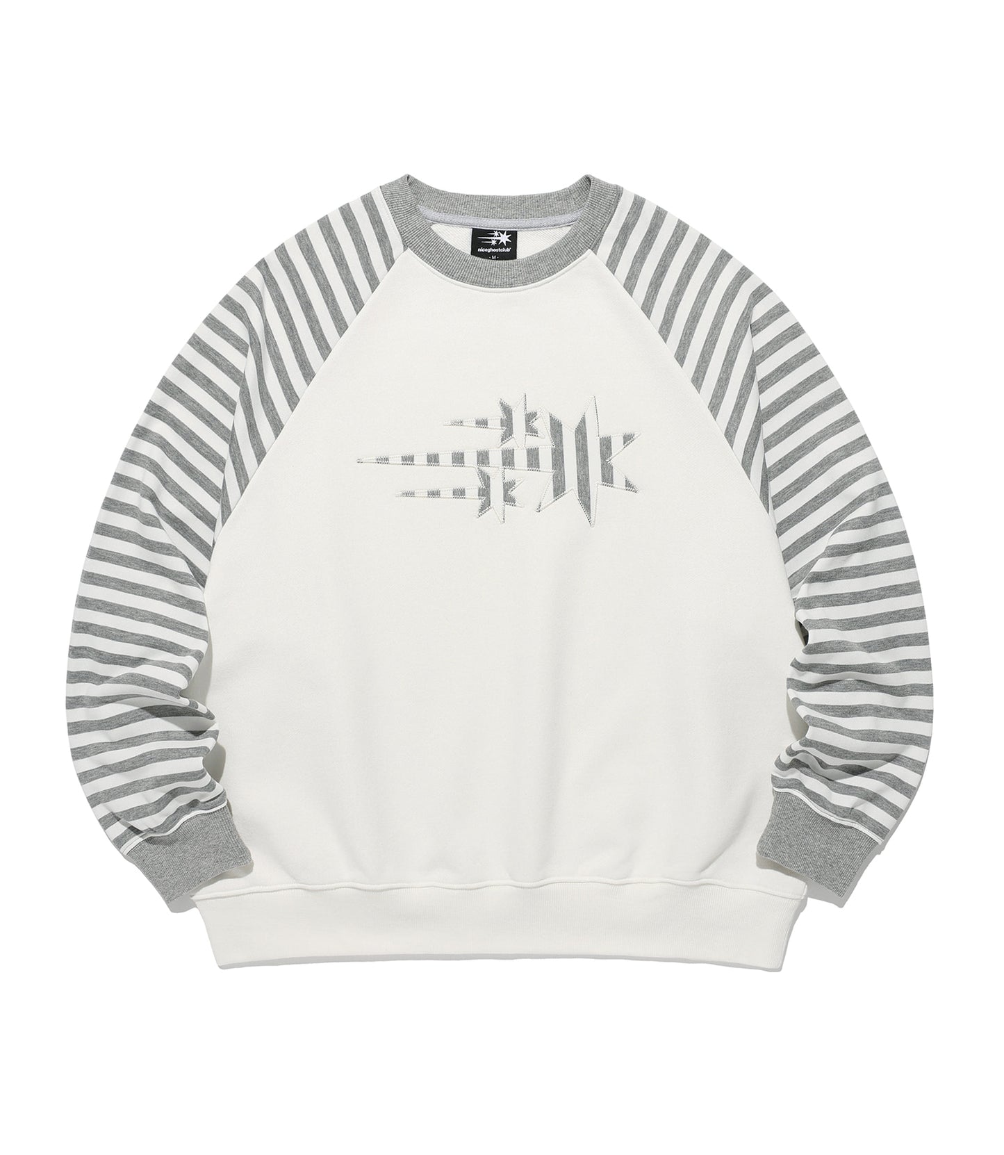 STRIPE 3STAR RAGLAN SWEATSHIRTS [WHITE]