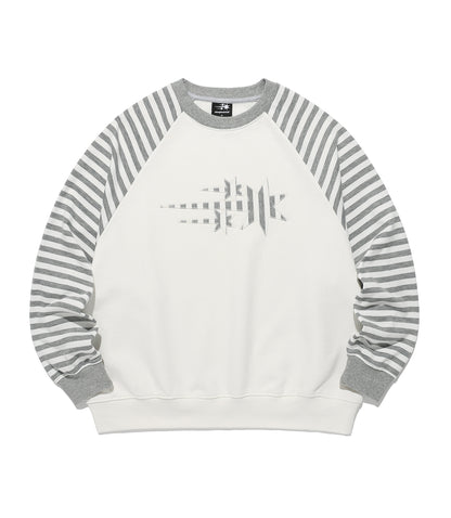 STRIPE 3STAR RAGLAN SWEATSHIRTS [WHITE]