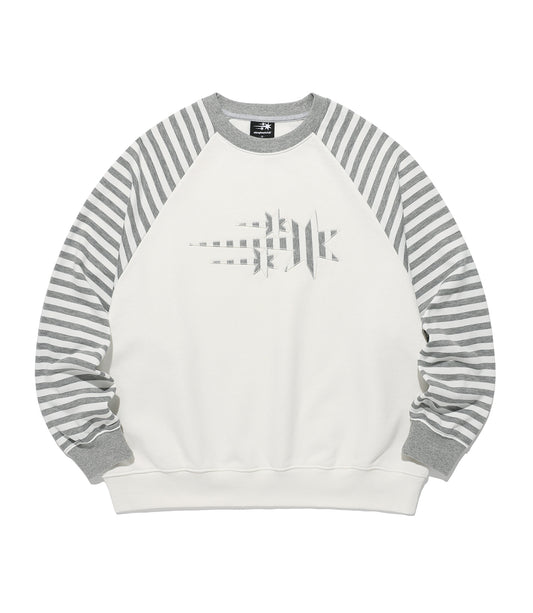 STRIPE 3STAR RAGLAN SWEATSHIRTS [WHITE]