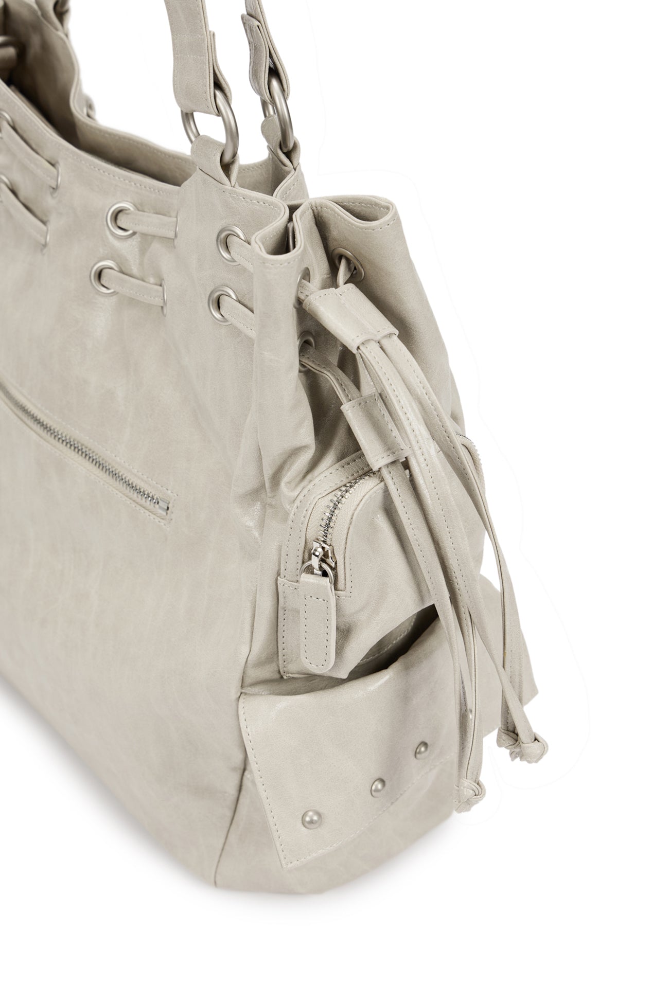 DEINET NEW STUD STRING BIG BAG IN ASH BEIGE