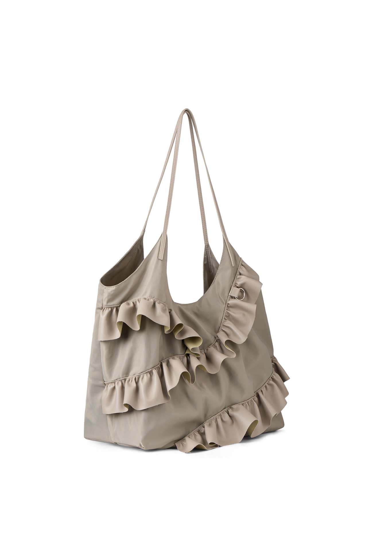 FRILL BIG BAG IN BEIGE