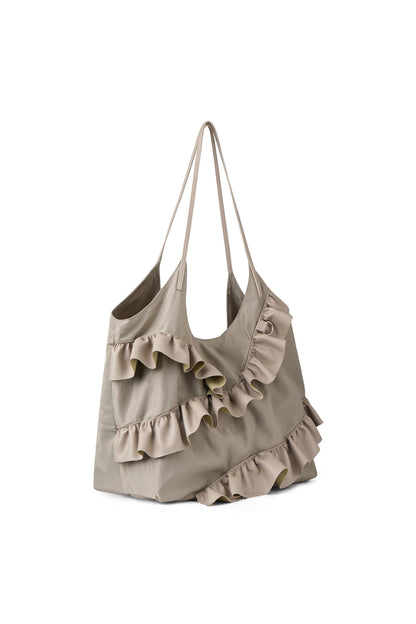 FRILL BIG BAG IN BEIGE