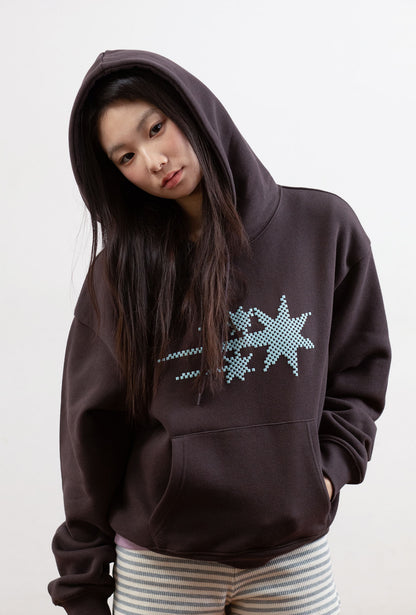 MOSAIC 3STAR CROP HOODIE [BROWN]