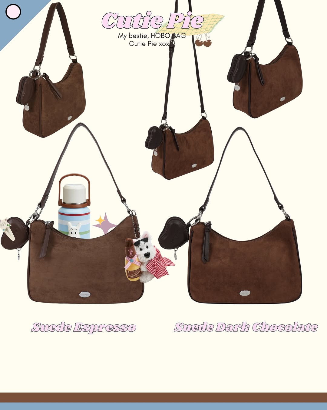 Cutie Pie Hobo Bag (crossbody OK!!) - 16colors