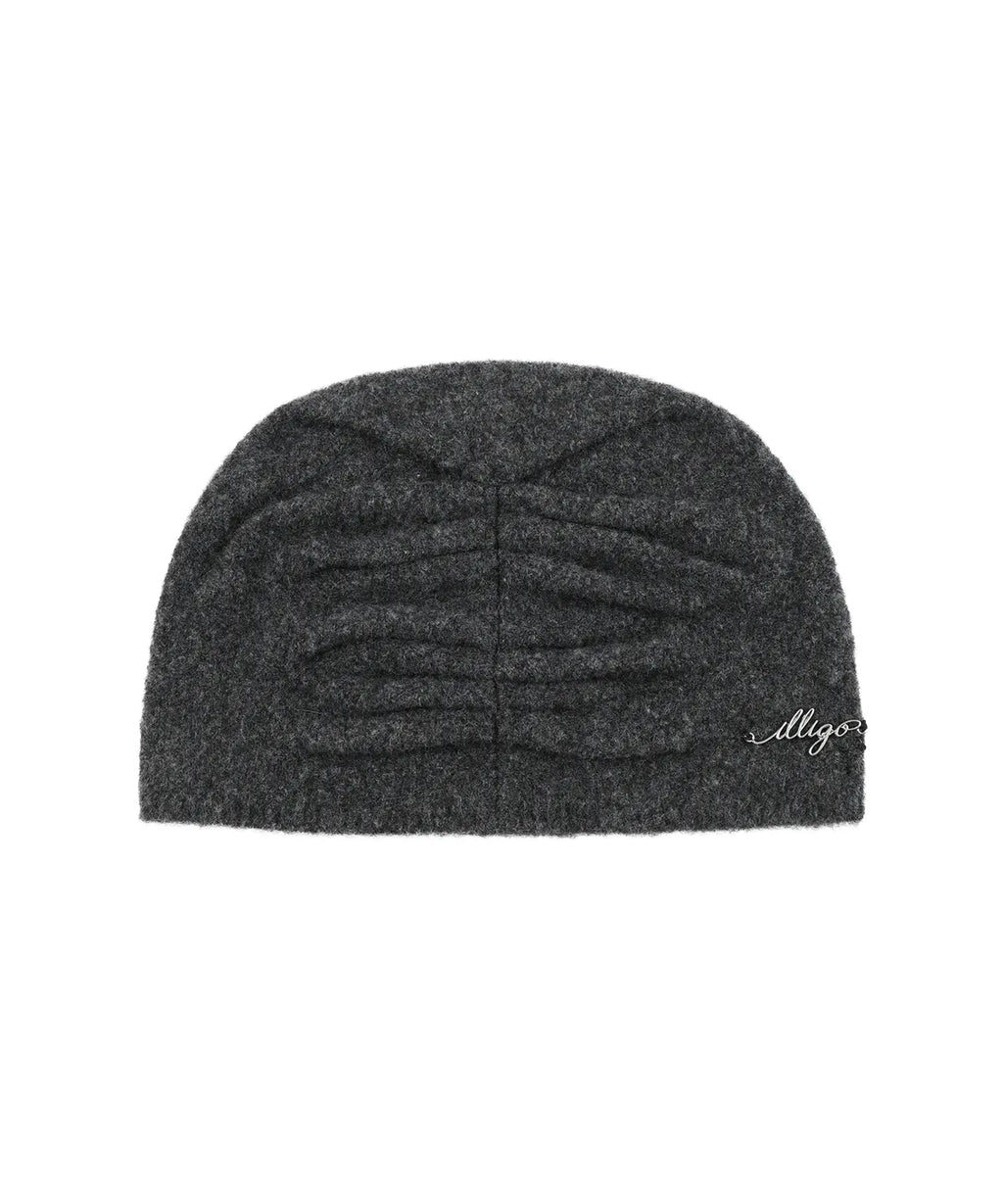 [illigo] DRAWING EMBROIDERY BEANIE_CHARCOAL