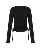 [illigo] BOW BOLERO SHIRRING TOP_BLACK