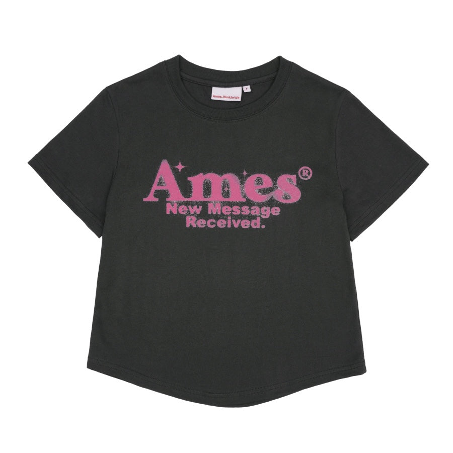 Ames-Worldwide ROUND HEM CROP TEE CHARCOAL