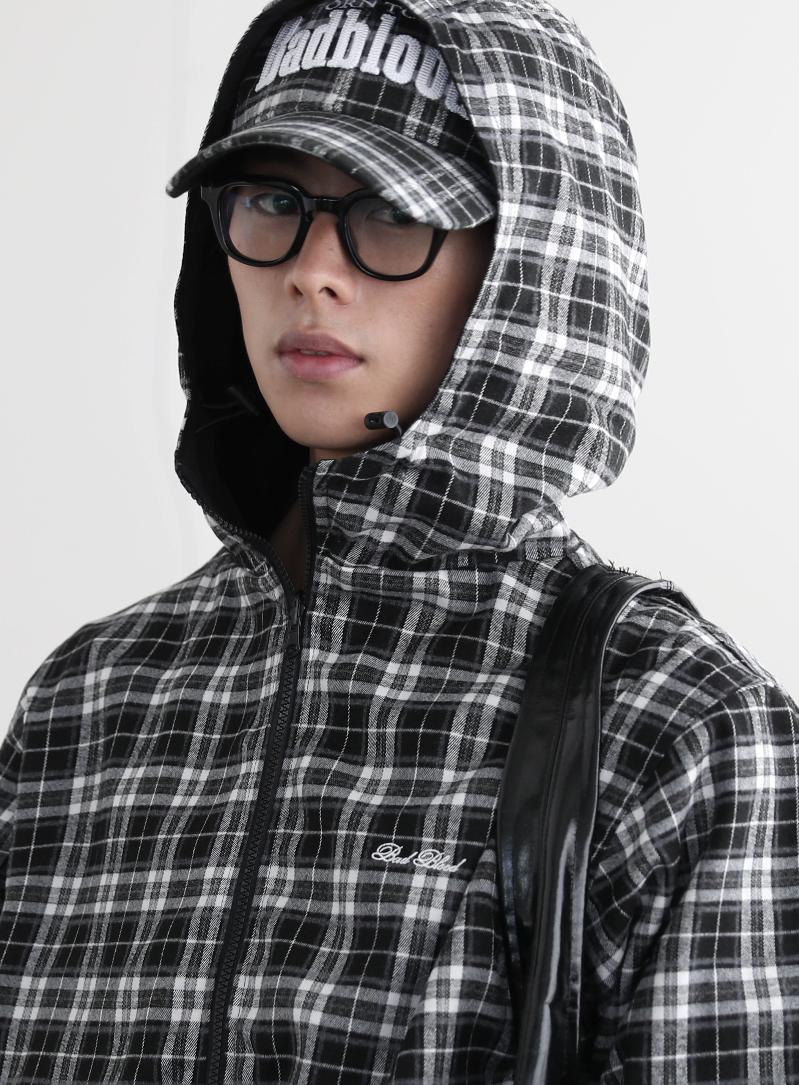 BADBLOOD Reversible Hoodie Windbreaker / Check Black