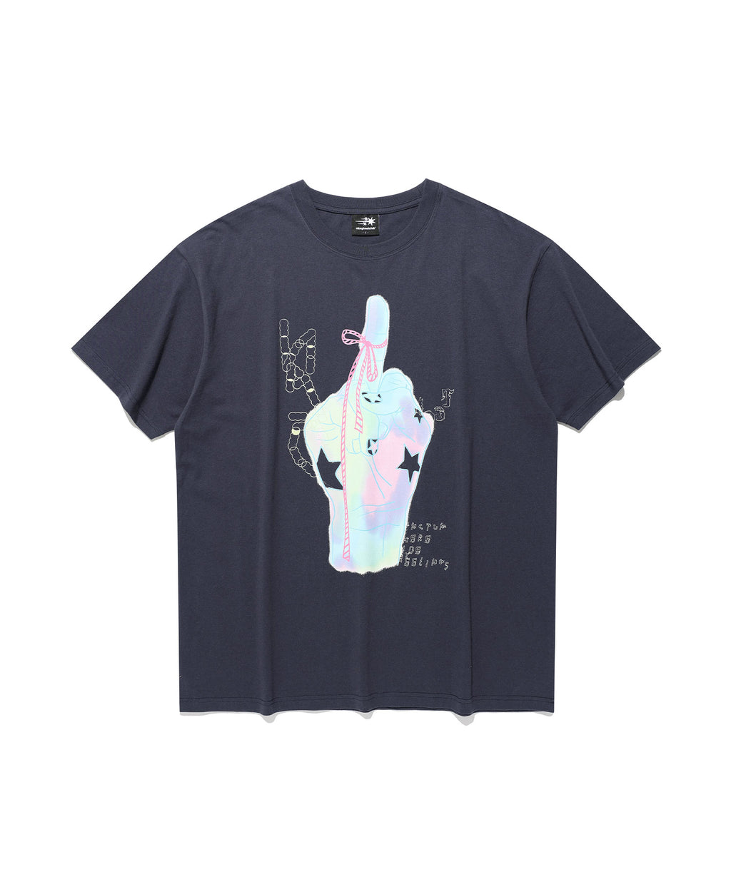 niceghostclub rainbow finger tee [2colors]