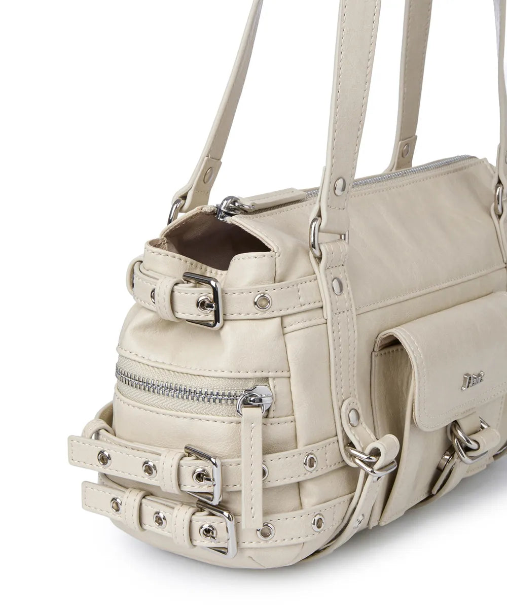 [DEINET] BELTED POCKET MINI SHOULDER BAG IN BEIGE