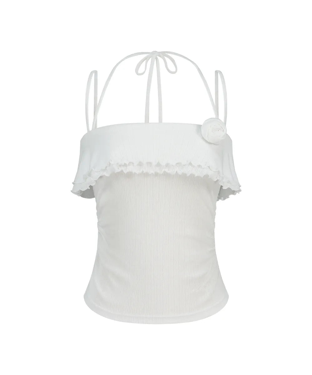 [ILLIGO] ROSE RUFFLE SLEEVELESS_4 COLORS