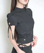 [illigo] BUTTON COLLAR TOP_BLACK