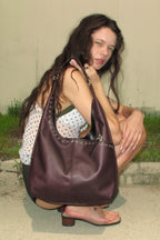 YEOMIM medium slash hobo bag (punching brown)