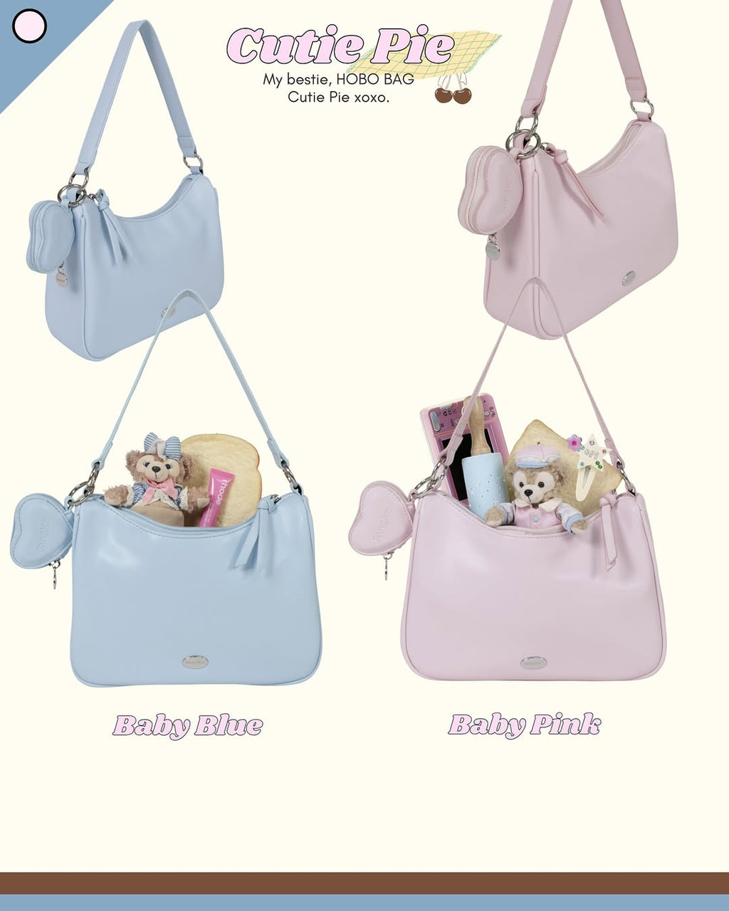 Cutie Pie Hobo Bag (crossbody OK!!) - 16colors