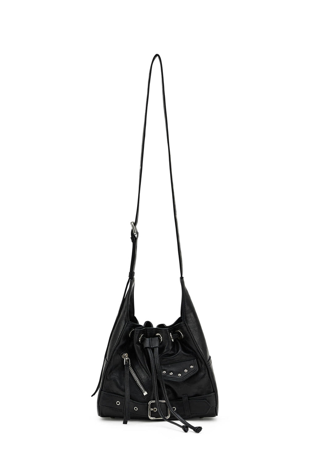 DEINET STUD BELTED MINI BUCKET BAG - 3COLORS