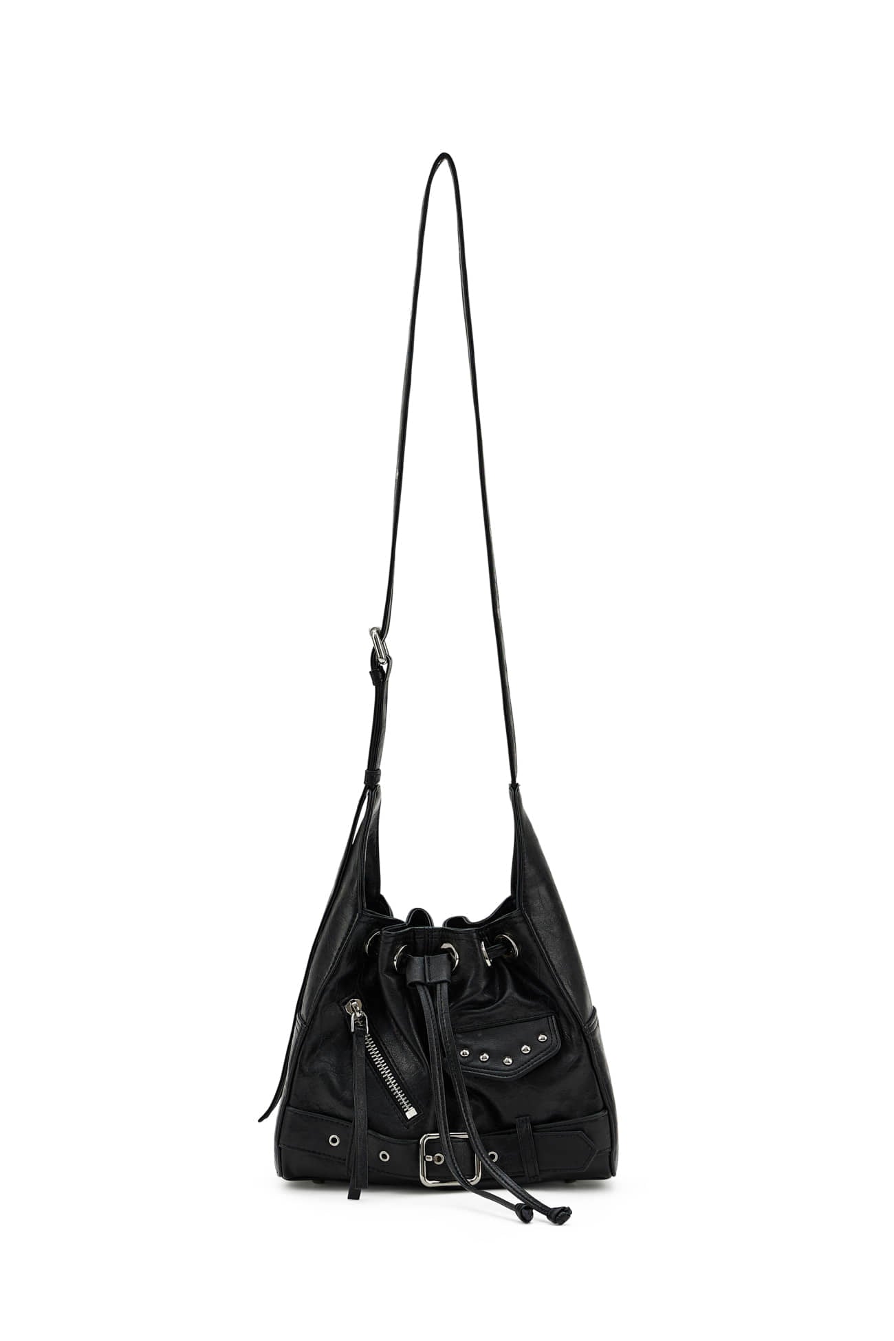 DEINET STUD BELTED MINI BUCKET BAG - 3COLORS