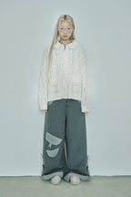 hugyourskin Popcorn knit zip-up (Butter)