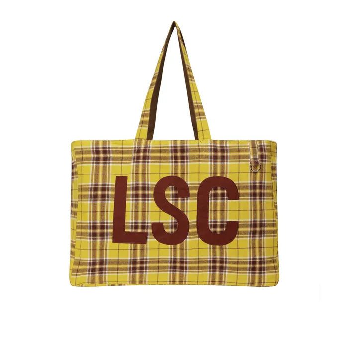 LSC Reversible Check Logo Big Eco Bag Brown