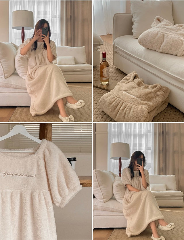 [韓國售出3000+⭐️] J'eu Teddy Short Sleeve Sleeping Dress Pajamas 2colors