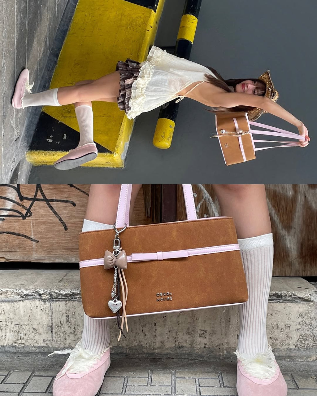 [香港現貨✨] [獨家代理🎀] Daisy Muse Ballerina Shoulder Bag - Pink Brownie