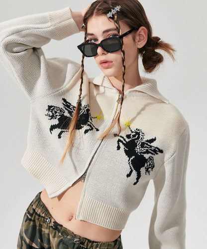 WONDERVISITOR UNICORN KNIT ZIP-UP / IVORY