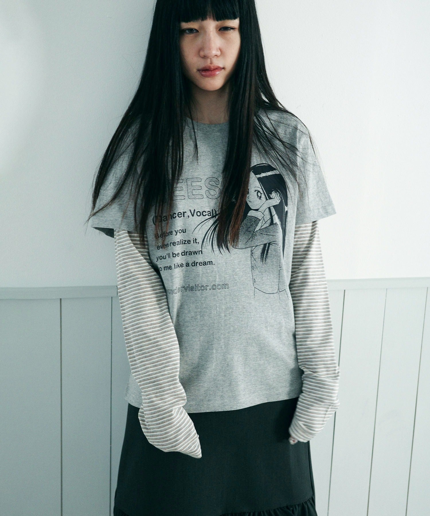 WONDERVISITOR HEESU PFP LAYERED LS-T / MELANGE GREY