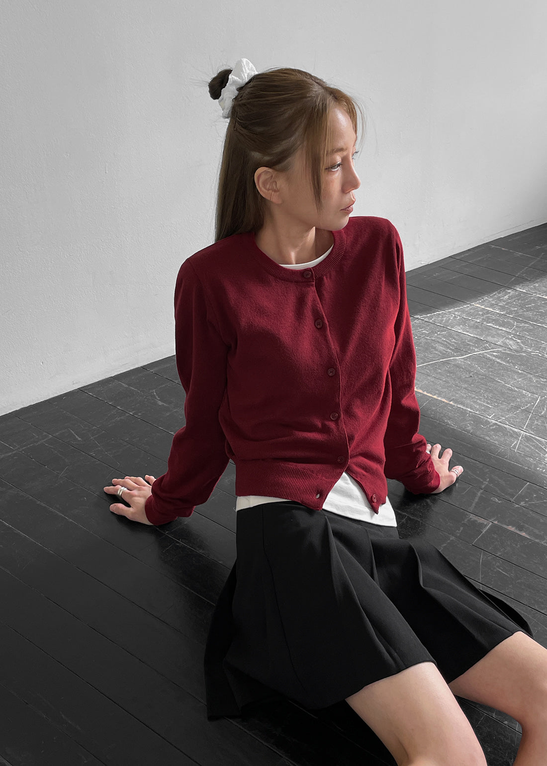 韓國製造 Round Cardigan / Red