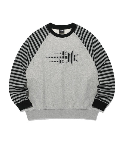 STRIPE 3STAR RAGLAN SWEATSHIRTS [GREY]