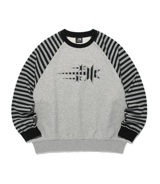 STRIPE 3STAR RAGLAN SWEATSHIRTS [GREY]