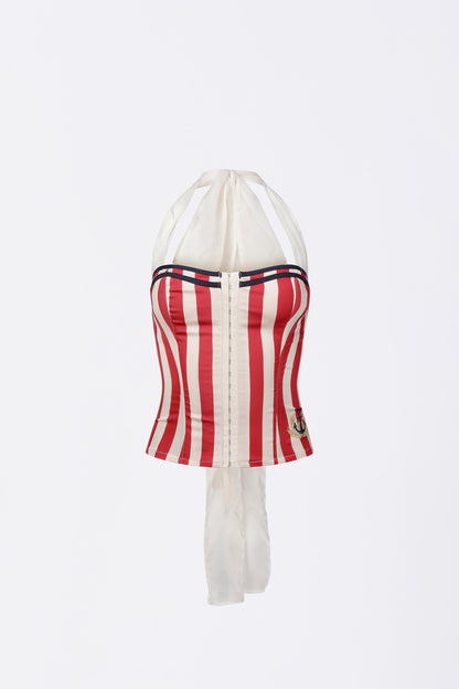Marine Halter Corset Red Stripe